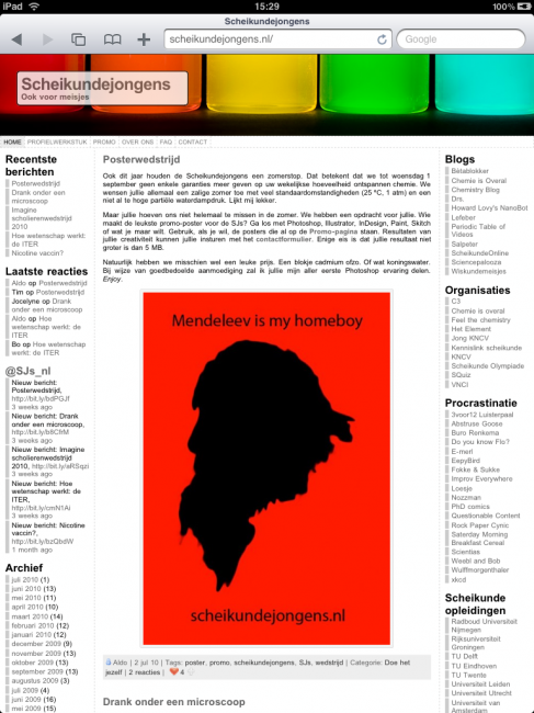 Jaja, de Scheikundejongens-blog is helemaal iPad-ready